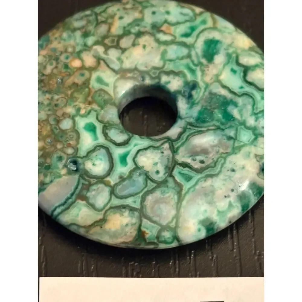 Rainforest Jasper Donut Pendant, Green Gemstone Circle
